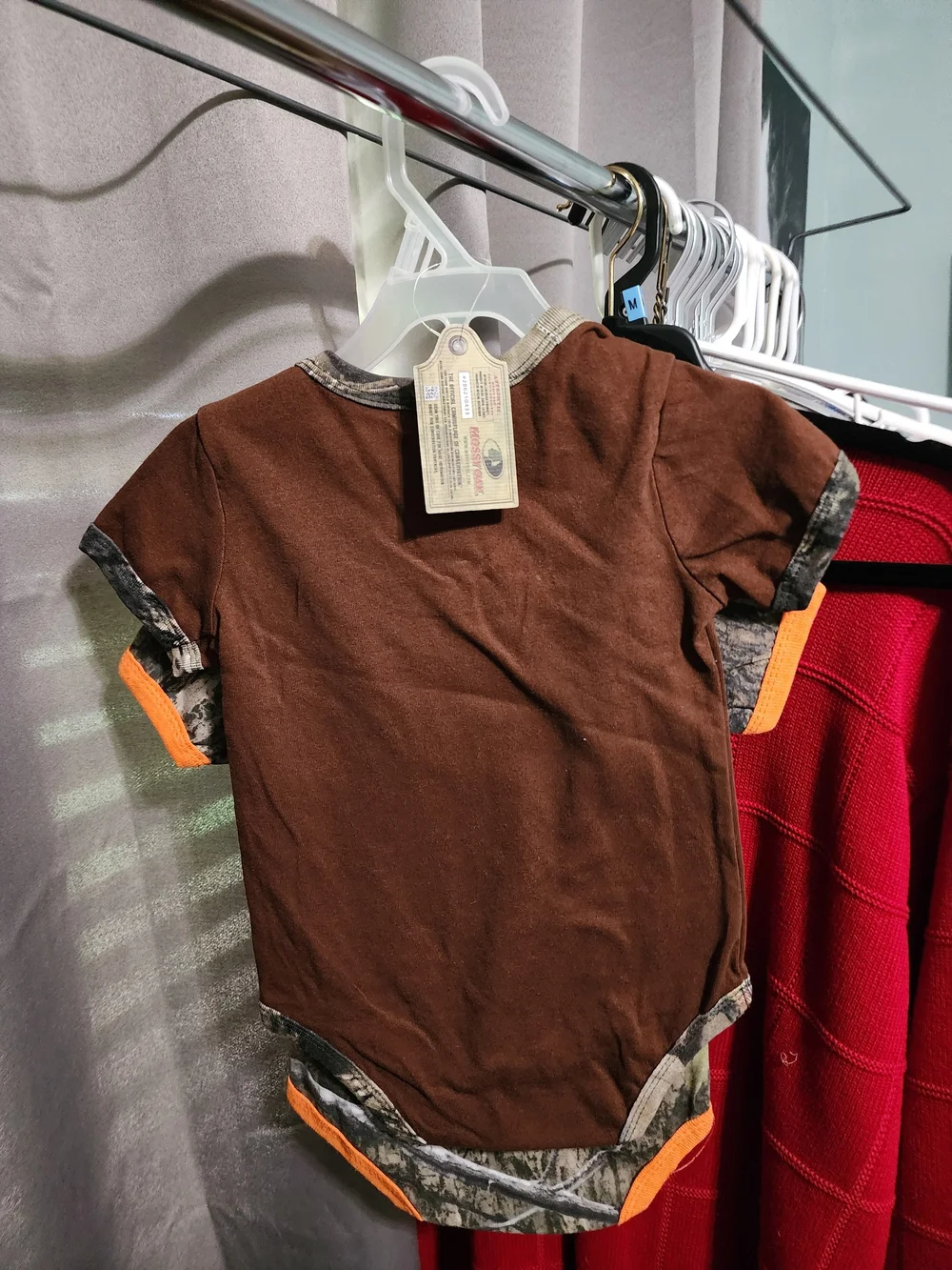 Mossy Oak Camouflage Baby Bodysuit with Orange Trim